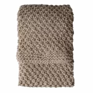 Crossland Grove Moss Chunky Knitted Throw Oatmeal 1300x1700mm