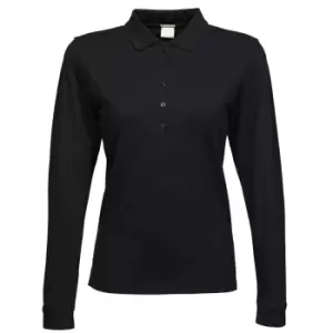 Tee Jays Womens/Ladies Luxury Stretch Long Sleeve Polo Shirt (XL) (Black)