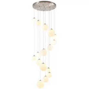 Luminosa Marshall Ceiling Pendant, 16 Light G9, Satin Nickel, Opal Glass