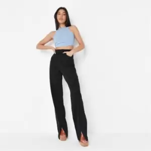 Missguided Petite Seam Detail Split Hem Jeans - Black