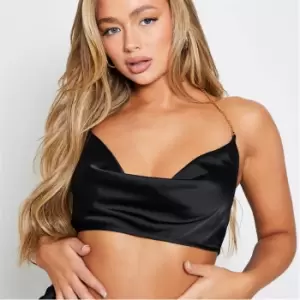 I Saw It First Chain Detail Satin Crop Top - Black