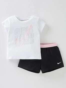 Nike Younger Girl Practice Perfect 2 Piece Short Set - White/Black, Size 12 Months, Women