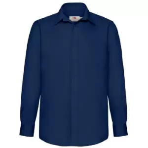 Fruit Of The Loom Mens Long Sleeve Poplin Shirt (L) (Navy)