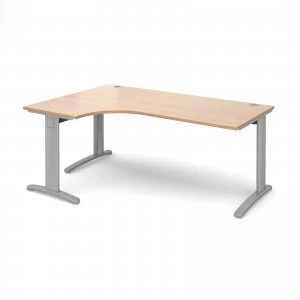 TR10 Deluxe Left Hand Ergonomic Desk 1800mm - Silver Frame Beech Top