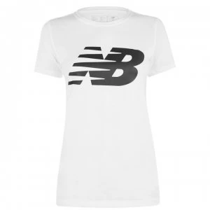 New Balance Logo Graphic QT T Shirt Ladies - White