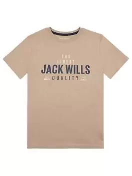 Jack Wills Boys Finest Quality T Shirt - Silver Mink, Dark Beige, Size 5-6 Years