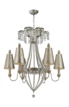 6 Light Multi Arm Chandelier Gold, Silver Finish, E27