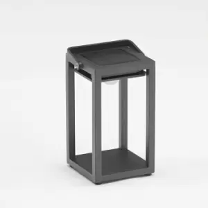 LUXOR Small Table Outdoor/Indoor Solar Lantern In Charcoal