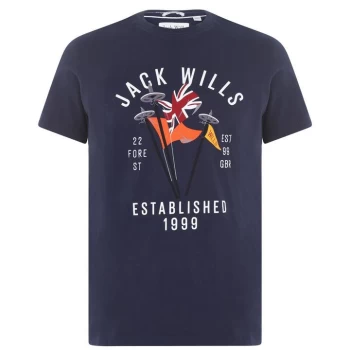 Jack Wills Lauriston Graphic Logo T-Shirt - Navy