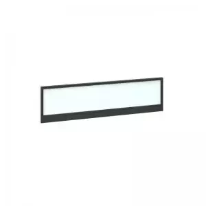 Straight glazed desktop screen 1400mm x 380mm - polar white with black