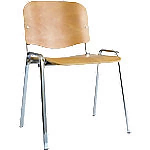 Stacking Chair ISO Chrome Frame Beech Finish 4 Pieces