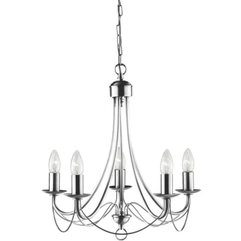 Searchlight Lighting - Searchlight Maypole - 5 Light Multi Arm Ceiling Pendant Satin Silver, E14