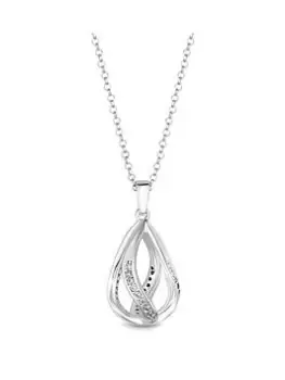 Simply Silver Sterling Silver 925 Cubic Zirconia 3D Cage Pendant Necklace