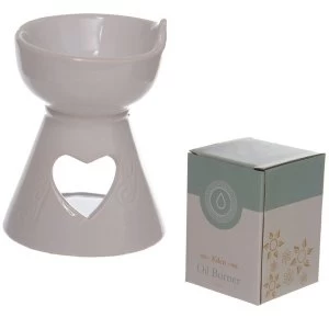 White Heart Cut Out Ceramic Oil Burner