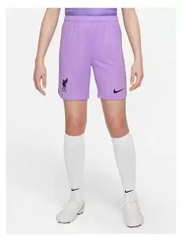 Nike Liverpool Fc Junior 22/23 Home Goalkeeper Short, Purple/Black, Size S (8-9 Years)