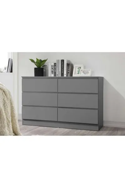 Birlea Oslo 6 Drawer Chest Grey Grey