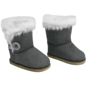 Sophia's by Teamson Kids Gray Winter Button Boots w/ Fur Accessory for 18 Dolls