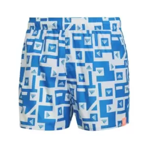 adidas Graphic Swim Shorts Mens - Blue Rush / White