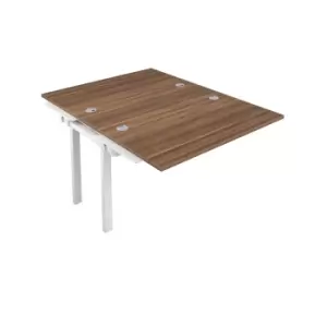 Telescopic Sliding 2 Person Dark Walnut Bench Extension with Cable Port - 1200 X 800 - White Frame