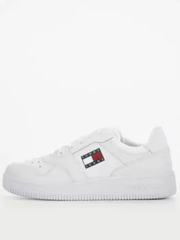 Tommy Jeans Retro Basket Leather Trainer - White, Size 41, Women