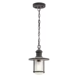 Outdoor IP45 1 Bulb Chain Lantern Light Weathered Zinc LED E27 100W