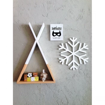 Tent - Natural, White Brown White Wall Shelf