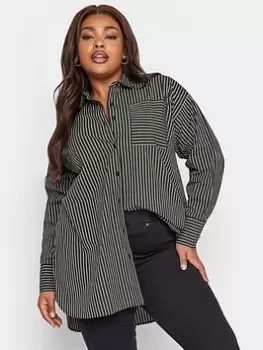 Yours Stripe Shirt Mono, Black, Size 22, Women