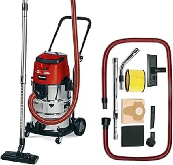 Einhell TE-VC 36/30 Li S 36v Cordless Stainless Steel Wet & Dry Vacuum Cleaner 30L TE-VC 36/30 Li S Batteries: 2 x 5.2ah Li-ion