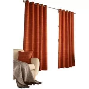 Furn Ellis Ringtop Eyelet Curtains (229 x 137 cm) (Burnt Orange) - Burnt Orange