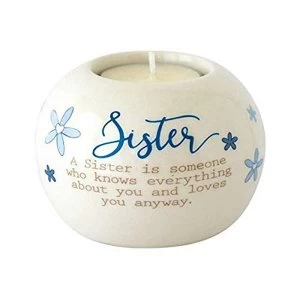 Said with sentiment Ceramic Tealight Candle Holder - Sister