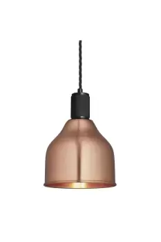 Knurled Cone Pendant Light, 7 Inch, Copper, Black Holder