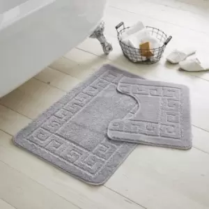 Greek Key Patterned 2 Piece Bath Mat Set - TJ Hughes