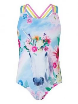 Monsoon Girls S.E.W. Felicity Unicorn Swimsuit - Turquoise Size Age: 9-10 Years, Women