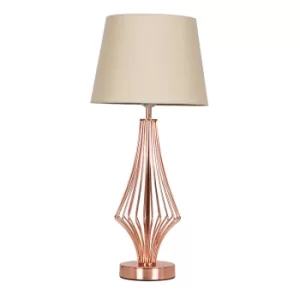 Jaspa Copper Table Lamp with Beige Aspen Shade