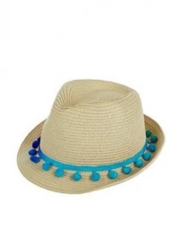 Monsoon Girls Pom-Pom Trilby Hat - Natural