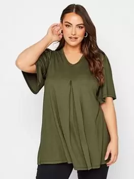 Yours Pleat Swing Angel Sleeve Khaki, Green, Size 30-32, Women