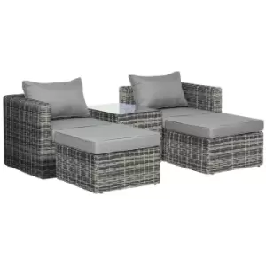 Outsunny 5pc Rattan Garden Furniture Set - Mixed Grey