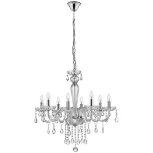 Netlighting Merano Chicago 8 Light Multi Arm Chandelier Chrome Aluminium Glass,