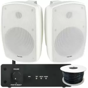 Outdoor WiFi Speaker Kit 2x 140W White IP44 Stereo Amplifier Garden BBQ Party