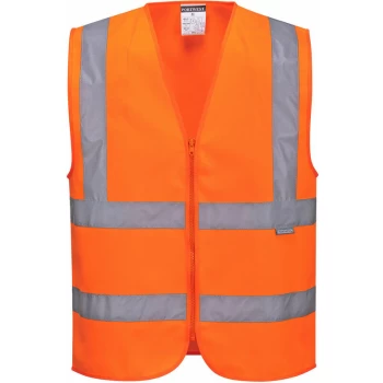 C375 Hi-Visibility Orange Hi-Vis Zipped Vest sz L Zip Reflective - Portwest