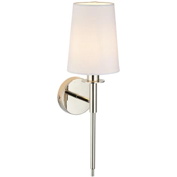 Merano Florence Wall Lamp Bright Nickel Plate & Vintage White Fabric