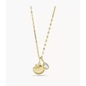 Fossil Womens Georgia By The Shore White Pearl Shell Pendant Necklace - Gold