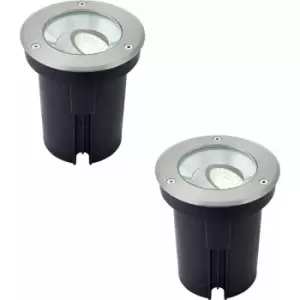 2 pack Stainless Steel IP67 Ground Light - 13W Cool White LED - Tilting Head