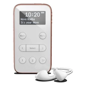 MOVE R3 White Lightweight Rechargeable Personal DABFM Radio in White