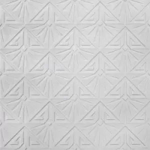 Retford Anaglypta Luxury Vinyl White Art Deco Textured Wallpaper