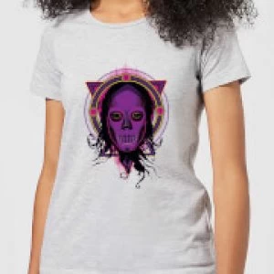 Harry Potter Death Mask 2 Neon Womens T-Shirt - Grey - L