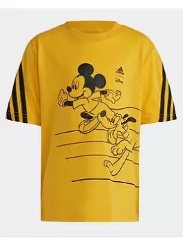 Boys, adidas Disney Mickey Mouse T-Shirt, Gold, Size 4-5 Years