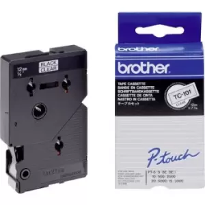 Brother TC-101 Labelling tape Tape colour: Transparent Font colour: Black 12mm 7.7 m