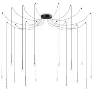 Idealluxlighting - Ideal Lux lucciola 16 Light LED Cluster Pendant Ceiling Light Black, 3000K, Non-Dim