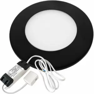 Loops - 1x matt Black Ultra-Slim Round Under Cabinet Kitchen Light & Driver Kit - Natural White Diffused led